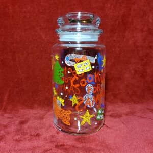Vintage Anchor Hocking Cookies For Santa Cookie Jar & Lid 36 oz USA Made Holiday